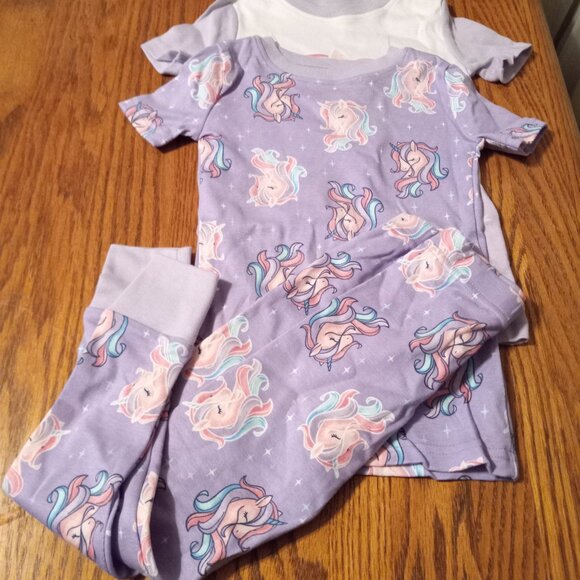 NWOT Pastel Purple Unicorn Pajama 3 Piece Set Cotton Size 3T Cute RetroNostalgia - Picture 1 of 10